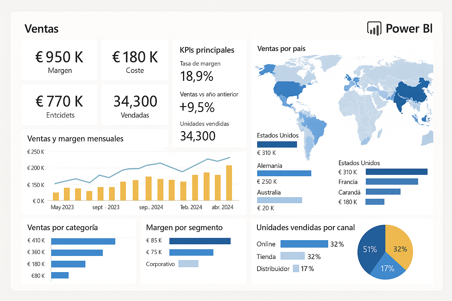 Dashboard Power BI de stock e inventario